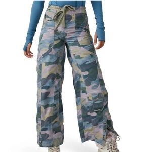 Rare Free People Wide Leg Track Pants - Lavender & Green - Size Medium